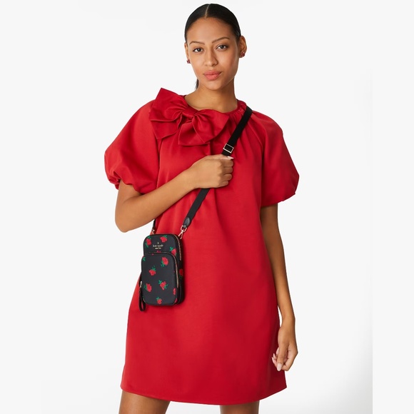 Kate Spade Chelsea Rose Toss North South Crossbody Bag Black - Picture 8 of 12